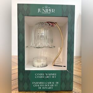 Glass Shade Candle Warmer with Gold Arm -